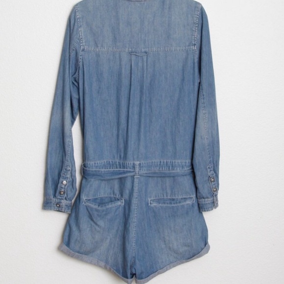 Free people chambray romper long sleeve denim L - Picture 6 of 7